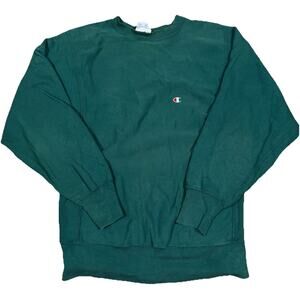 VTG Champion Reverse Weave Size Large Crewneck Sweatshirt Green Distressed Faded